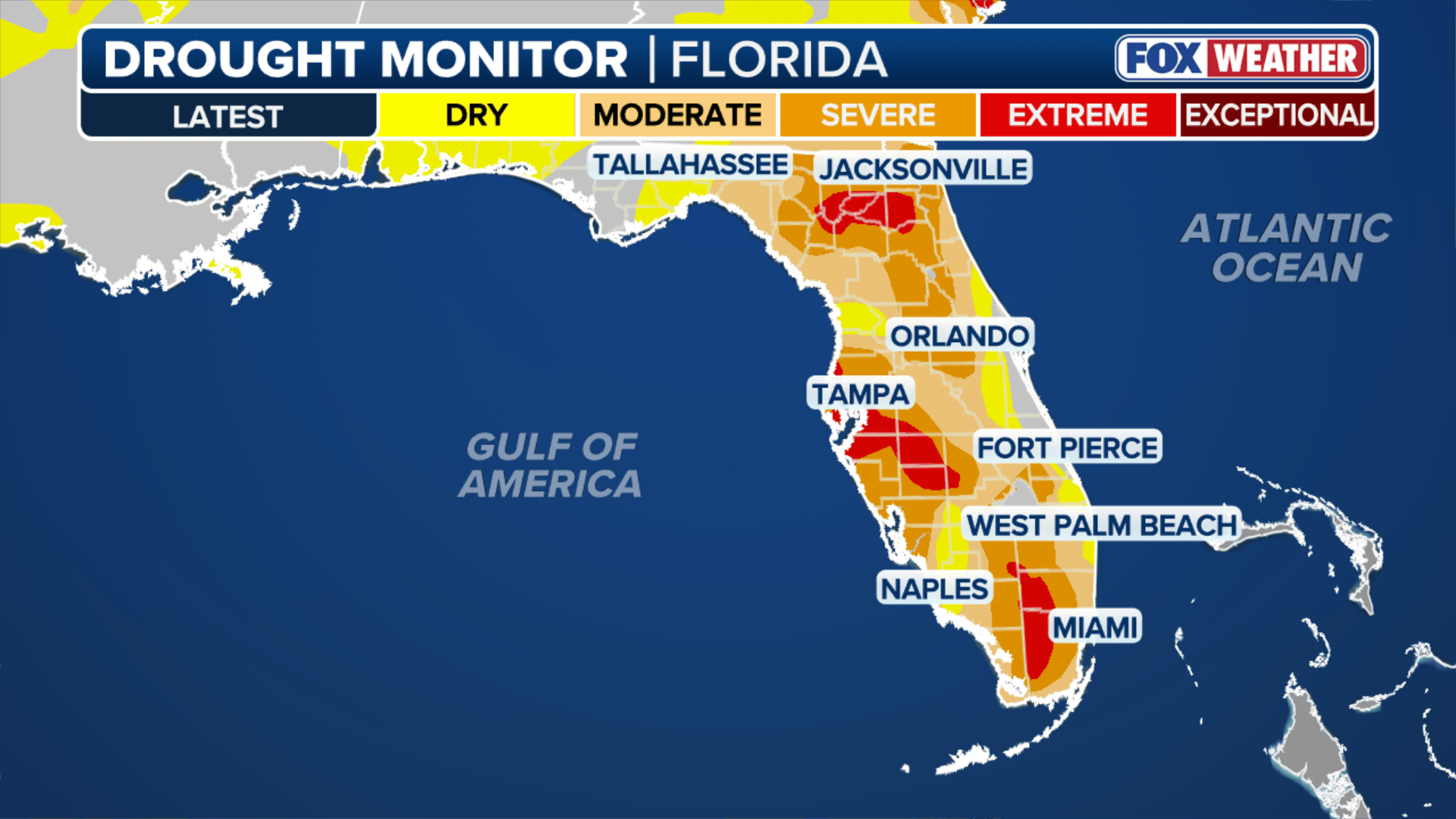 Florida Drought Tropical Downpours To Precede Looming 2026 Hurricane FL Drought Monitor Map Only 